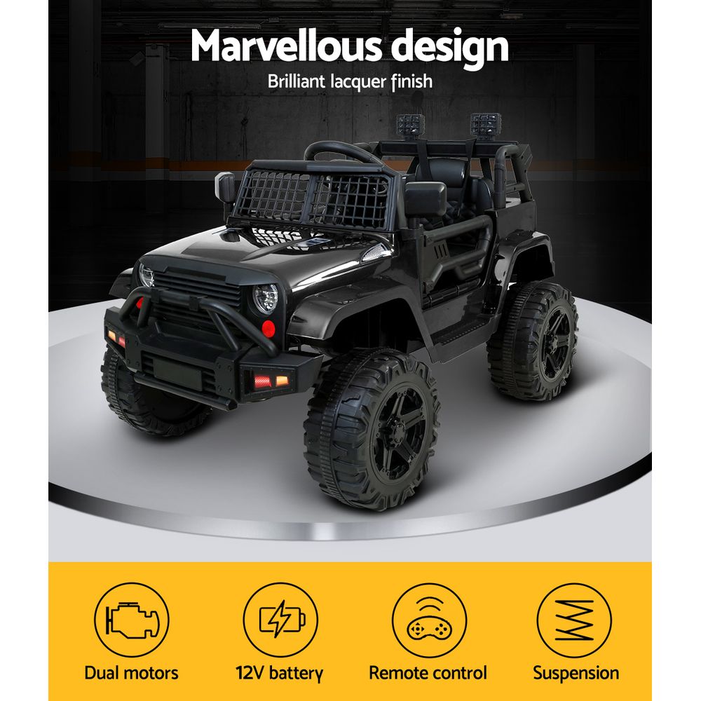 NNEDSZ Kids Ride On Car Electric 12V Car Toys Jeep Battery Remote Control Black