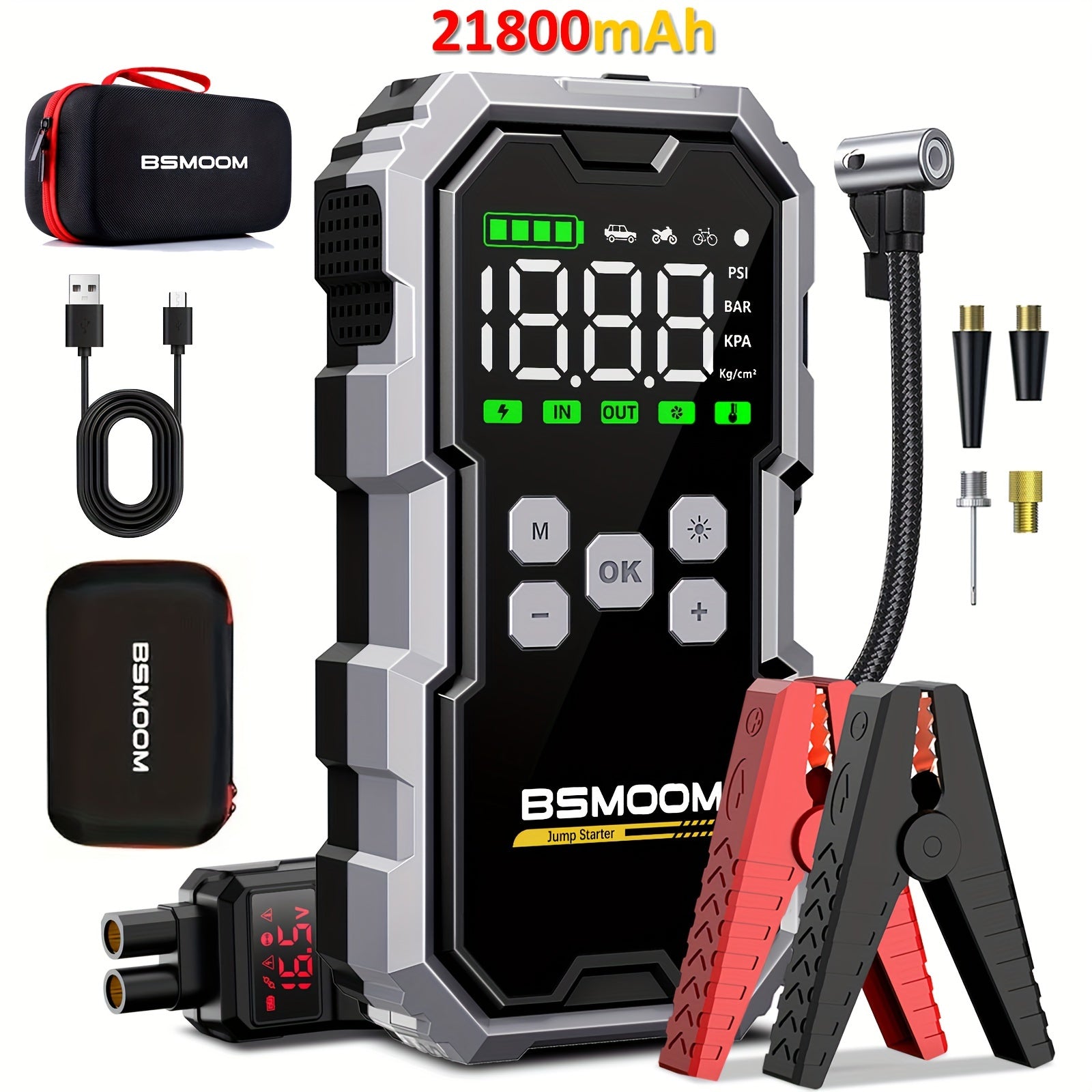 NNETM Cordless Car Jump Starter with Air Compressor